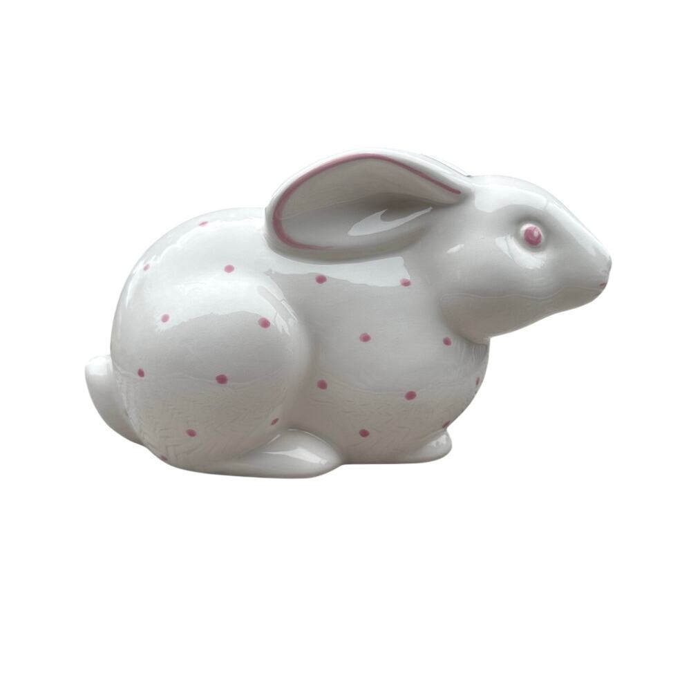 Tiffany & Co Bunny Bank Ceramic Pink Polka Dots Made in Italy Baby Easter